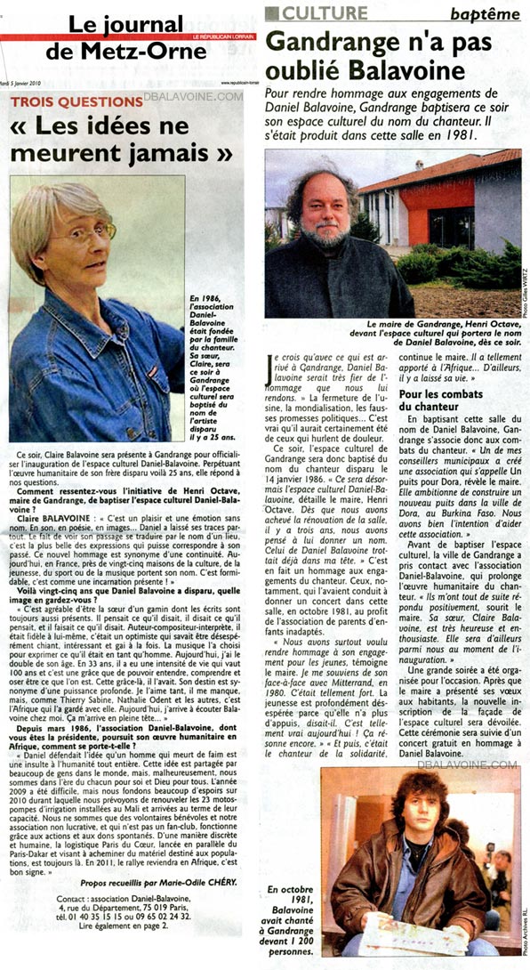 Le journal de Metz-Orne - Le Républicain Lorrain - 5 janvier 2010